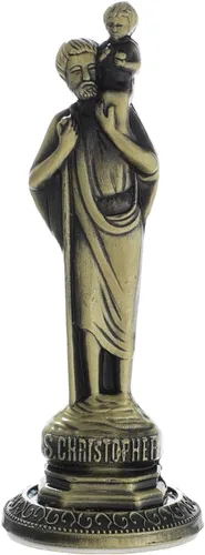Vista 10 de KOMI Estatua de San Benito Sosteniendo Cruz y Regla Decoraciones para Tablero del Automóvil Bendice Regalo de Seguridad de Conducción