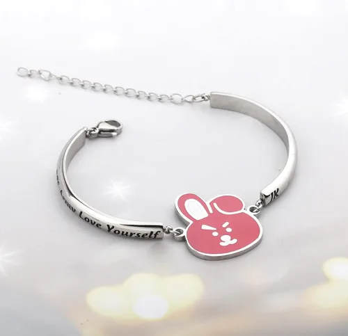 Vista 4 de Love Yourself Pulsera Kpop Star Charm Pulsera de doble bucle regalo inspirador para amantes de la música, regalo de joyería para niñas fanáticos