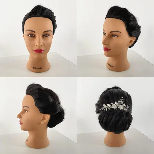Vista 5 de Hairingrid Cabeza de maniquí de 26 a 28 pulgadas, para entrenamiento de peinado, cosmetología, cabeza de muñeca, pelo de fibra sintética y soporte