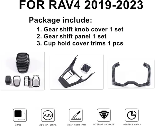 Vista 2 de para RAV4 2019-2025 Panel Protector de Cambios, Adornos del Portavasos, Cubierta del Pomo de Cambios Interior Consola Central Antiarañazos