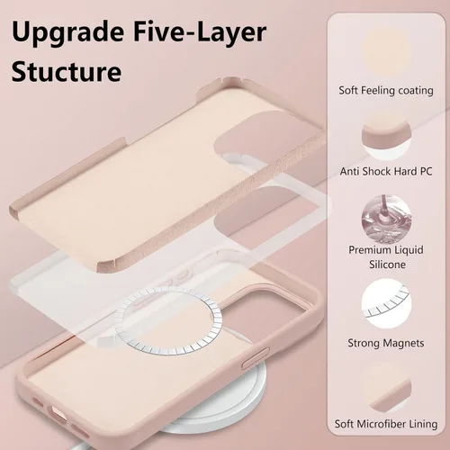 Vista 504 de Funda magnética de silicona para iPhone 13 Pro, color blanco antiguo [Compatible con Magsafe] [Forro de microfibra suave antiarañazos], funda