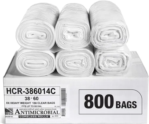 Vista 42 de Aluf Plastics Bolsas de basura de alta densidad, 10 galones, 4000 unidades, 6 micras (eq), 24 x 24 pulgadas, negras, para baño, oficina, industrial