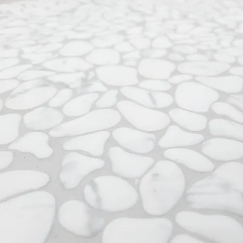 Vista 9 de SUNWINGS Azulejo de guijarros de 10 hojas para ducha, borde de suelo, cocina, baño, salpicadero de vidrio reciclado blanco Carrara, aspecto