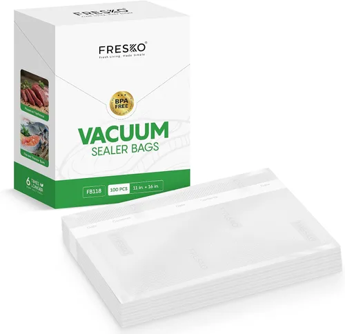 Vista 8 de FRESKO Bolsas selladoras al vacío, tamaño de pinta, paquete de 100 unidades de 6 x 10 pulgadas, selladores para aspiradora de comidas, seguras al