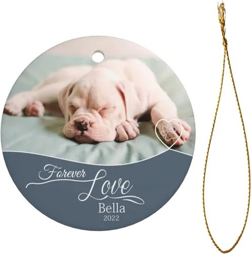 Vista 4 de Adorno conmemorativo personalizado para perro, 2025, con imagen de perro, foto y nombre, adornos para árbol de Navidad, regalo personalizado
