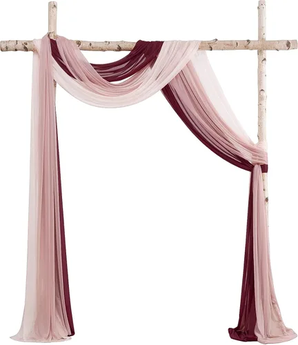 Vista 9 de Floroom Tela drapeada de arco de boda, 2 paneles de 19 pies, cortinas de tela de gasa blanca, decoración de ceremonia de boda, recepción