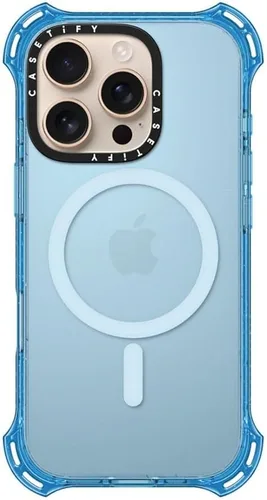Vista 4 de CASETiFY Funda Bounce para iPhone 16 Pro [a prueba de golpes, 21.3 pies, protección contra caídas de grado militar 6X, compatible con Magsafe] Azul