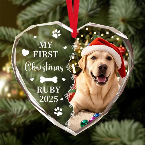 Vista 12 de Adornos de Navidad personalizados 2025 – Decoración de cristal de Navidad personalizada con foto/nombre, adorno colgante de cristal de cristal
