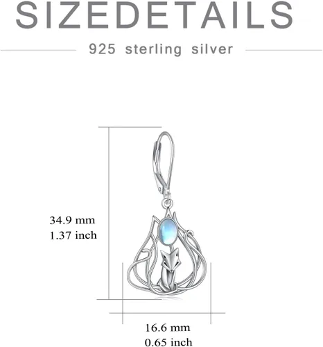 Vista 6 de WINNICACA Aretes colgantes de plata esterlina s925 con diseño de tortuga marinamedusapulpounicornioranazorrolobojirafa, hongos, animales, joyería