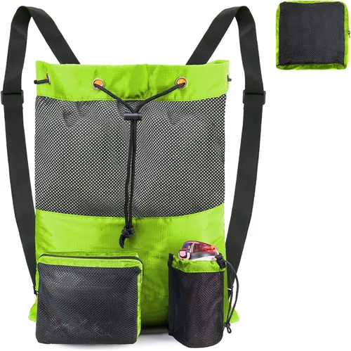 Vista 16 de BeeGreen Gym Bags for Men Women Mesh Drawstring Backpack for Swim Sports Workout Gear Gifts for Swimmers Beach Pool Wrestling Backpack Cinch Bag