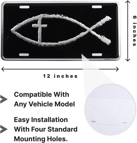 Vista 2 de Placa de matrícula de lujo Placa universal inspiradora para automóvil, placa de automóvil a prueba de óxido, resistente a la intemperie, duradera