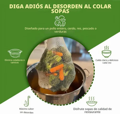 Vista 4 de Regency Wraps Calcetines de sopa, paquete de 3 unidades de 24 pulgadas, bolsas de malla 100% algodón; para caldos transparentes, deliciosas sopas
