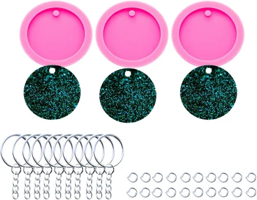 Vista 27 de 3 piezas de moldes de silicona de resina brillante con huella de pata para hacer llaveros DIY, molde de epoxi en forma de corazón con anillo