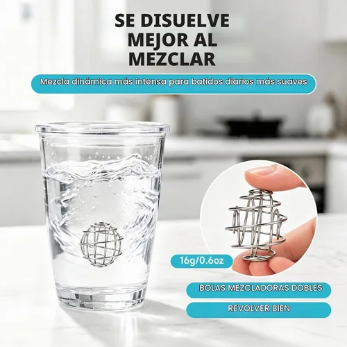 Vista 4 de 2 piezas de bolas agitadoras de acero inoxidable con batidor de alambre para mezclar proteínas, para vaso batidor mezclador (diámetro 1.2 pulgadas)