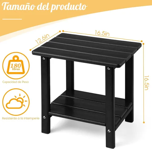 Vista 2 de Apolimi Adirondack - Mesa auxiliar para exteriores, mesa auxiliar de patio resistente de 2 niveles, resistente a la intemperie, mesa auxiliar sólida