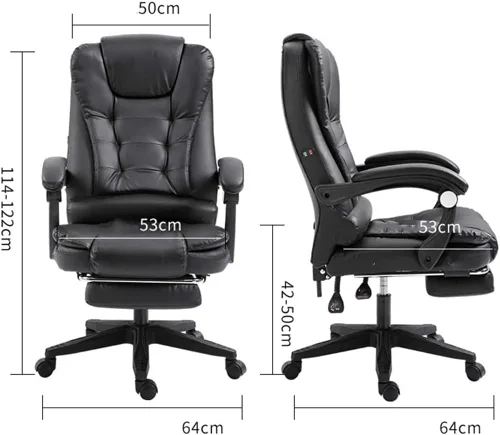 Vista 2 de Leather Desk Gaming Chair with Footrest 7-Point Massage Double seat Cushion Ergonomic High Backrest Office Computer Chairs for Workspace Conference