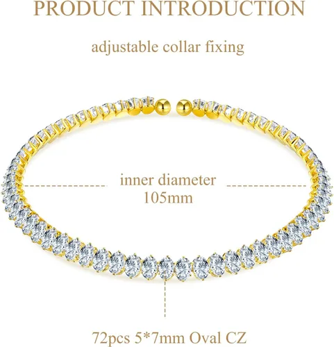 Vista 4 de AiliFe Gargantilla de circonita cúbica para mujeres y mujeres, brillantes diamantes de imitación chapados en oro amarillo, cadena de diamantes