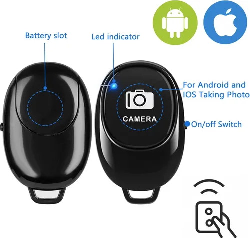 Vista 4 de Control remoto para cámara de teléfono (paquete de 2) para fotos y videos, cámara inalámbrica con disparador remoto compatible con iPhone/teléfono