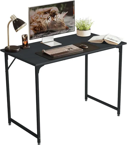 Vista 14 de Escritorio de computadora de 32 pulgadas para espacios pequeños, escritorio de oficina en casa, estilo moderno y simple, escritorio de trabajo Negro