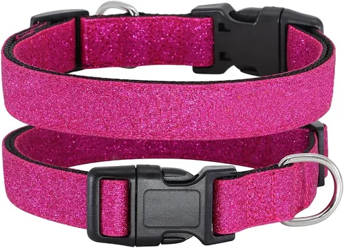 Vista 8 de TDTOK Collar básico brillante para perro, cómodo y duradero, collar para perros pequeños, medianos y grandes con hebilla de plástico ecológica