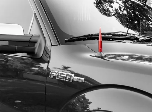 Vista 6 de TRUE SPIKE Fat Spike - Antena roja de calibre pesado mecanizado CNC de aluminio compatible con Chevy Silverado 1500 2500 3500 07-20