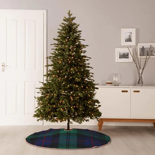 Vista 8 de Falda de árbol de Navidad de 48 pulgadas, diseño de clan Urquhart Tartán azul y verde, falda de árbol de Navidad a cuadros escoceses para fiestas