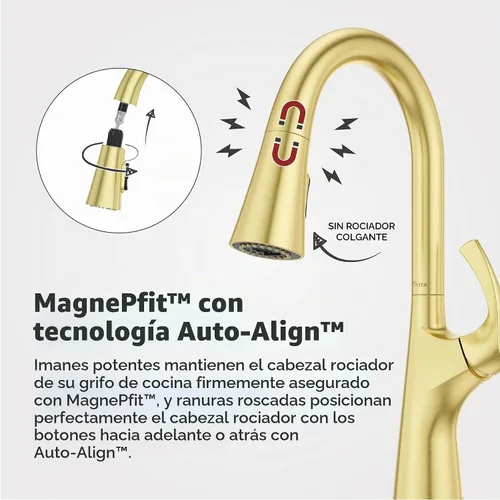 Vista 6 de Pfister Talega - Grifo de cocina extraíble en oro cepillado
