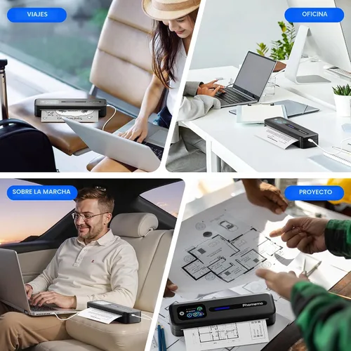 Vista 8 de Phomemo M832D Pantalla táctil Impresora portátil sin tinta térmica Negro