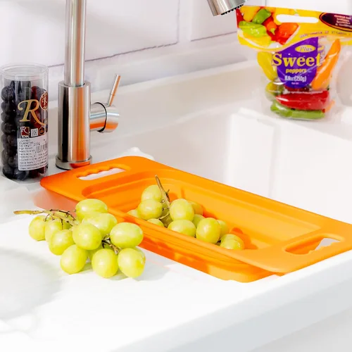 Vista 5 de SAMMART Colador rectangular sobre el fregadero (naranja)