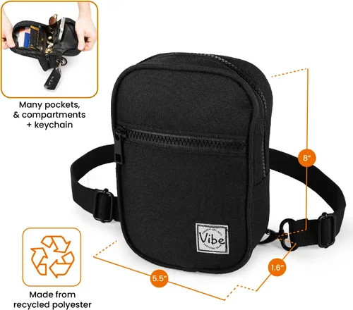 Vista 2 de Vibe Festival Gear Bolso bandolera pequeño para mujeres y hombres, 5 en 1, multiuso de (rPET), bolsa de cinturón de poliéster reciclado, mochila