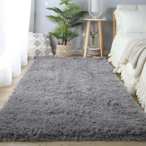 Vista 40 de Alfombra redonda beige para dormitorio: alfombra suave y esponjosa de 4 x 4 pies para sala de estar, alfombra redonda de felpa peluda