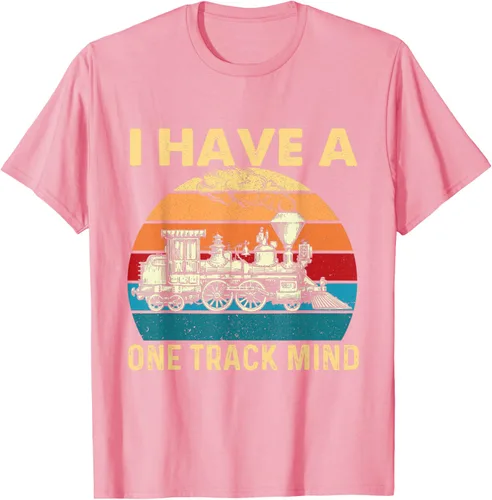 Vista 65 de Camiseta con texto en inglés "I Have A One Track Mind - Trainspotter Model Train Railroad, Negro, S