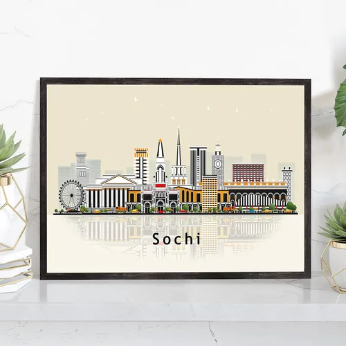 Vista 28 de Pera Print ADANA - Póster de Adana Turquía, ilustración de horizonte urbano de ciudad, póster moderno de pavo, impresión de paisaje urbano y punto