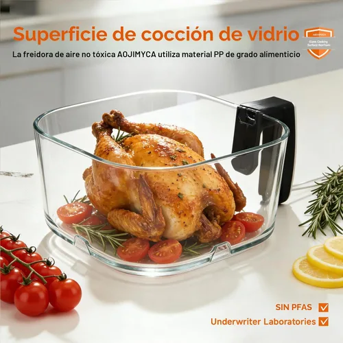 Vista 11 de Freidora de aire de vidrio 6.0QT, freidora de aire no tóxica con Negro