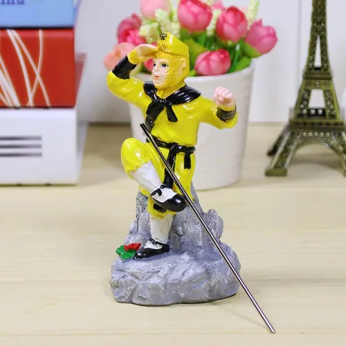 Vista 6 de 4 piezas de estatua de viaje al oeste, figura de Sun Wukong, escultura de monje de Buda de resina para decoración de oficina en casa, regalos