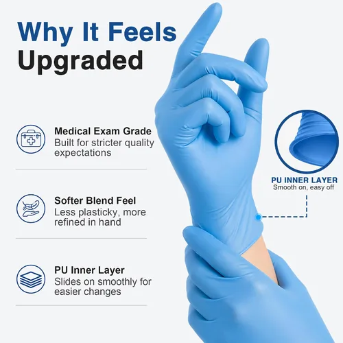 Vista 5 de Schneider Blue Vinyl Synthetic Exam Gloves, Case of 1000, 4-mil, Powder-Free, Latex-Free, Non-Sterile, Disposable Gloves