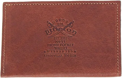 Vista 6 de Col. Littleton Cartera de piel de grano completo No.33 con bolsillo frontal para tarjetas, fabricada en Estados Unidos, Marrón, Vintage