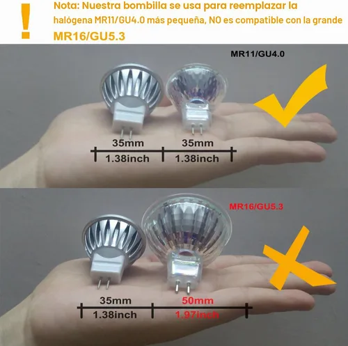 Vista 2 de ALIDE Bombillas LED MR11 GU4 de 12 V de bajo voltaje 6000 K luz diurna Blanco luz diurna