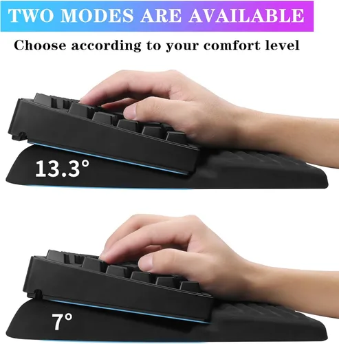 Vista 2 de Soporte para teclado de computadora con reposamuñecas, soporte ergonómico inclinado para teclado - Elevador de teclado con almohadilla para muñeca
