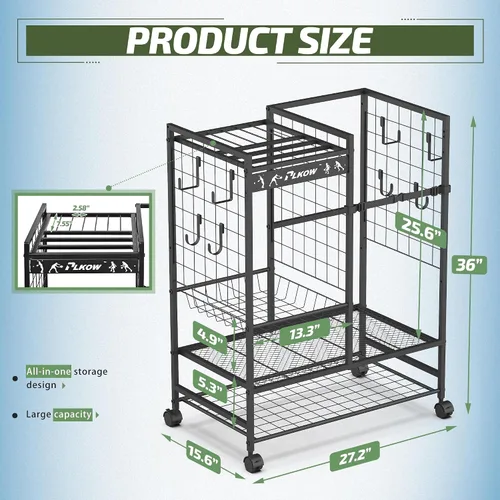 Vista 4 de PLKOW Organizador de bolsas de tenis para raquetas de tenis, soporte para equipo de tenis para bolsas, bolas, raquetas y accesorios, organizador