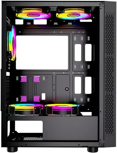 Vista 3 de Bgears b-Optillusion (ventiladores no incluidos) Funda ATX para juegos para PC, panel frontal ARGB con ilusión óptica especial, lado de vidrio