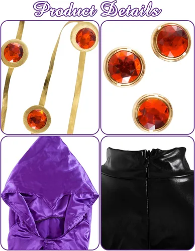 Vista 6 de Kitimi Disfraz de Raven TeenTitans para cosplay, disfraz de Raven para mujer, overol con capa morada, disfraz de cosplay de Halloween para mujer