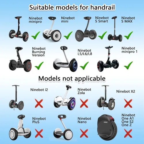 Vista 2 de Manillar para Segway Ninebot S Smart/mini PRO/mini LITE Self-Balance Scooter Hoverboard Manillar ajustable Soporte de liberación de presión