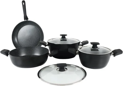 Vista 5 de Serenk Juego de ollas y sartenes de acero inoxidable, antiadherentes, 7 piezas, utensilios de cocina no tóxicos, utensilios de cocina de inducción