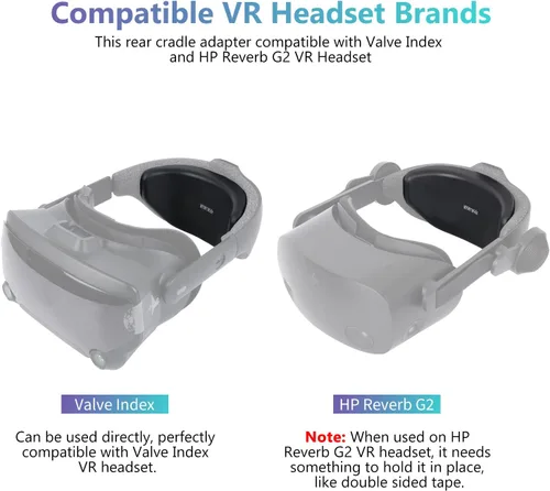Vista 2 de VR Headset Rear Cradle Adapter Compatible with Valve Index and HP Reverb G2 VR Headset, Soft Sponge Padding Back Sponge Pad Fit Small Head Black