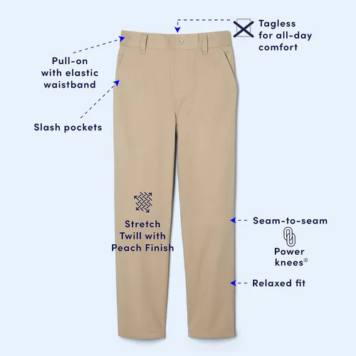 Vista 3 de French Toast Boys Pull-on Relaxed Fit School Uniform Pant (Standard & Husky)