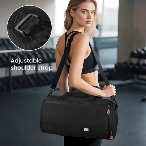 Vista 2 de C&F BOGMOST Bolsa de viaje pequeña, bolsa deportiva compacta para gimnasio con compartimento para zapatos, bolsa de lona ligera para hombres