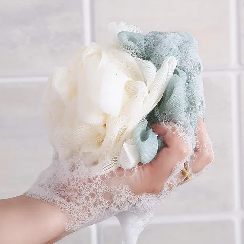 Vista 2 de Paquete de 4 esponjas de baño de malla de encaje esponja exfoliante rica espuma multicolor