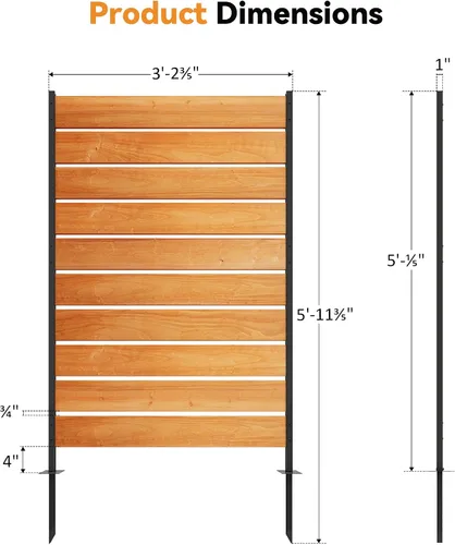 Vista 2 de Modern Shade - Pantalla de valla de privacidad de madera de 5' x 3' (1 panel) de madera natural, panel de valla de privacidad al aire libre