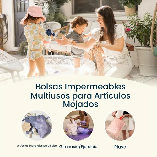 Vista 7 de Tiny Twinkle Bolsas húmedas a prueba de desorden Paquete de 1 bolsa reutilizable impermeable para trajes de baño Ropa de bebé Bolsa de viaje